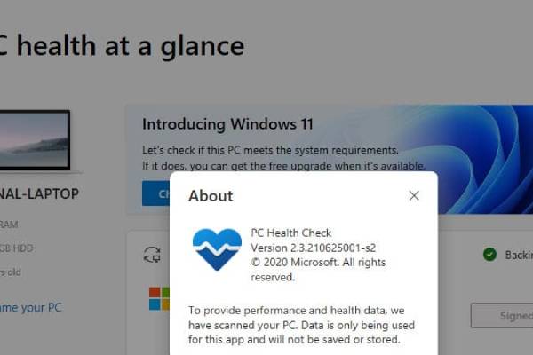 PC Health Check sur Windows 10